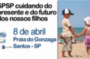 Pediatras invadem a praia do Gonzaga, em Santos, para mutirão de orientação à saúde das crianças 