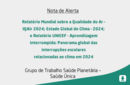 Relatório Mundial sobre a Qualidade do Ar – IQAir 2024; Estado Global do Clima – 2024; e Relatório UNICEF - Aprendizagem interrompida: Panorama global das interrupções escolares 